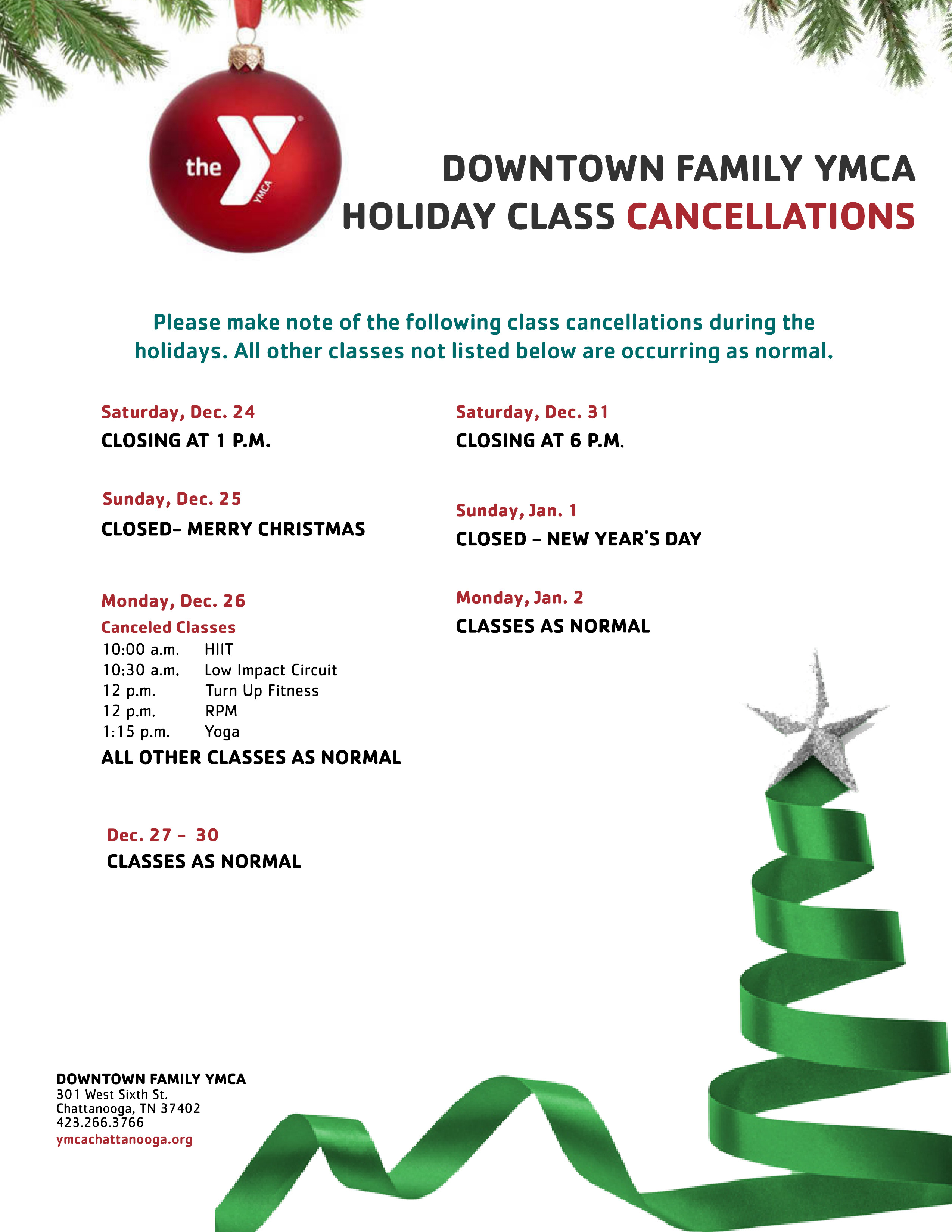 holiday-class-schedules